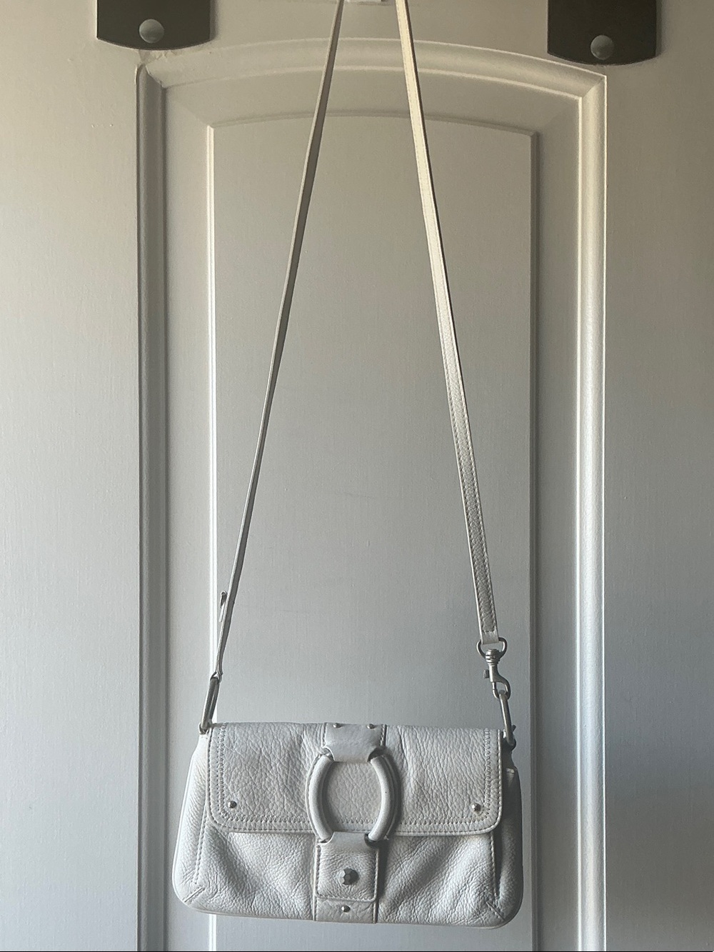 Sigrid Olsen White Leather Shoulder Bag Purse/crossbody Magnetic Closure